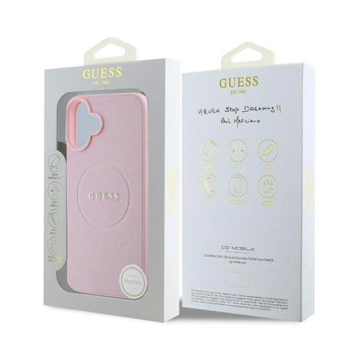Dėklas Guess Grained Gold Ring MagSafe iPhone 16 Plus - Rožinis 7