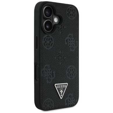 iPhone 16 Guess Grained Hot Stamp Peony Triangle Logo MagSafe dėklas - juodas 3