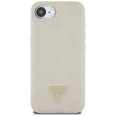 iPhone 16e – Guess Grained Hot Stamp Peony Triangle Logo MagSafe dėklas - Smėlinis 2