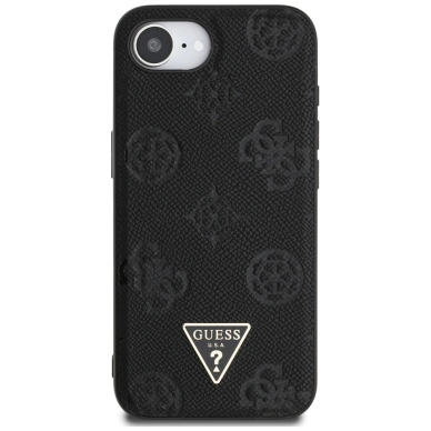 iPhone 16e – Guess Grained Hot Stamp Peony Triangle Logo MagSafe dėklas - Juodas 2