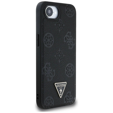 iPhone 16e – Guess Grained Hot Stamp Peony Triangle Logo MagSafe dėklas - Juodas 3
