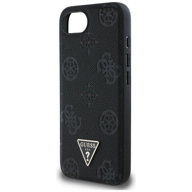 iPhone 16e – Guess Grained Hot Stamp Peony Triangle Logo MagSafe dėklas - Juodas 5