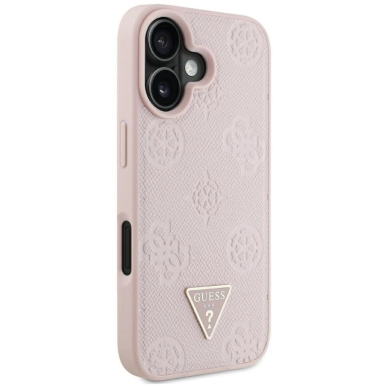 iPhone 16 Guess Grained Hot Stamp Peony Triangle Logo MagSafe dėklas - rožinis 3