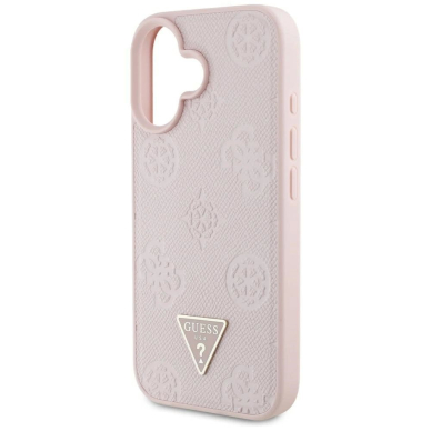iPhone 16 Guess Grained Hot Stamp Peony Triangle Logo MagSafe dėklas - rožinis 5