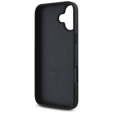 Guess Grained Printed Flower Pattern MagSafe Dėklas skirtas iPhone 16 Juodas 6
