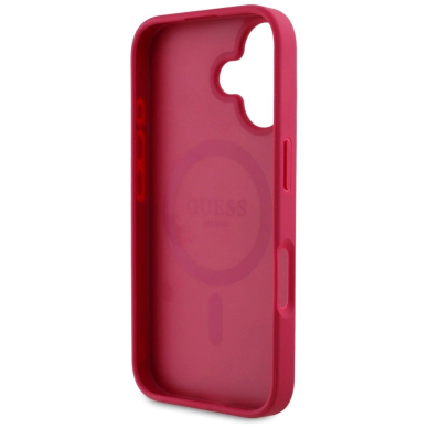 Guess Grained Printed Flower Pattern MagSafe Dėklas skirtas iPhone 16 fuchsia 6