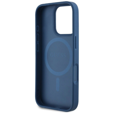 Guess Grained Printed Flower Pattern MagSafe Dėklas skirtas iPhone 16 Pro Mėlynas 6