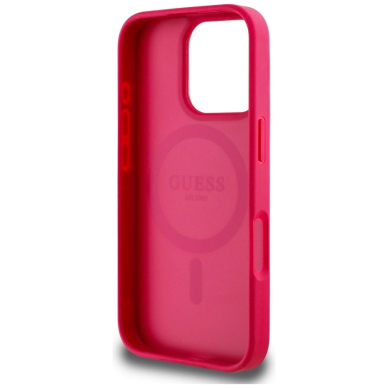 Guess Grained Printed Flower Pattern MagSafe Dėklas skirtas iPhone 16 Pro Max fuchsia 6