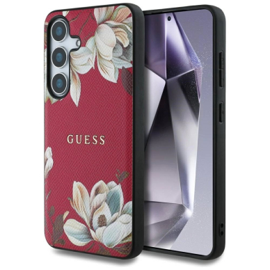 Guess Grained Printed Flower Pattern MagSafe Dėklas Samsung Galaxy S25 fuchsia Guess Grained Printed Flower Pattern MagSafe Dėklas Samsung Galaxy S25 fuchsia
