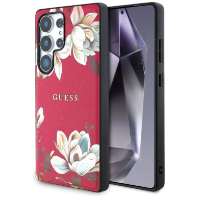 Guess Grained Printed Flower Pattern MagSafe Dėklas Samsung Galaxy S25 Ultra Fuchsia Guess Grained Printed Flower Pattern MagSafe Dėklas Samsung Galaxy S25 Ultra Fuchsia