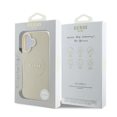 iPhone 16 – Guess Grained Ring MagSafe dėklas - Smėlinis 7