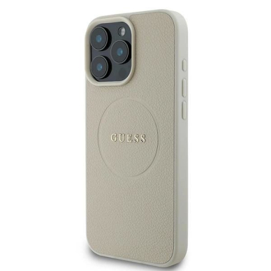 iPhone 16 Pro Dėklas Guess Grained Ring MagSafe – smėlinis 1