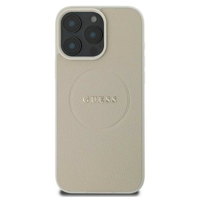 iPhone 16 Pro Dėklas Guess Grained Ring MagSafe – smėlinis 2
