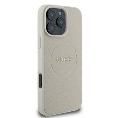 iPhone 16 Pro Dėklas Guess Grained Ring MagSafe – smėlinis 3