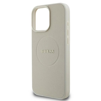 iPhone 16 Pro Dėklas Guess Grained Ring MagSafe – smėlinis 5