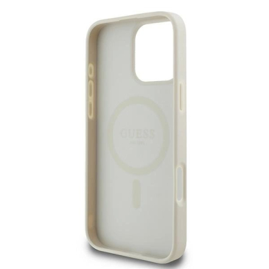 iPhone 16 Pro Dėklas Guess Grained Ring MagSafe – smėlinis 6