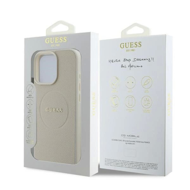 iPhone 16 Pro Dėklas Guess Grained Ring MagSafe – smėlinis 7