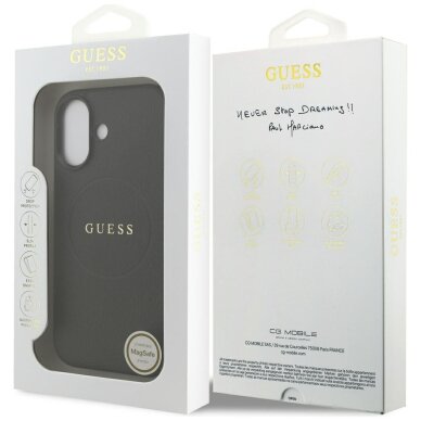 iPhone 17 Guess Grained Ring MagSafe dėklas – juodas 7