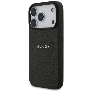 iPhone 17 Pro Guess Grained Ring MagSafe dėklas – juodas 1 iPhone 17 Pro Guess Grained Ring MagSafe dėklas – juodas 1