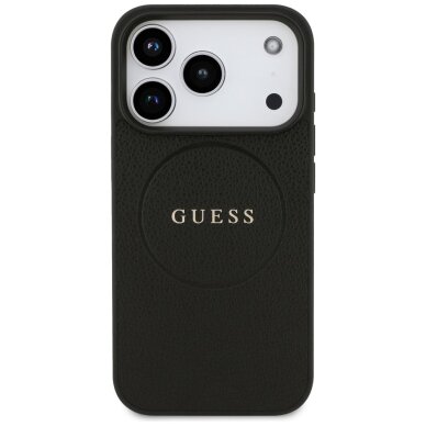 iPhone 17 Pro Guess Grained Ring MagSafe dėklas – juodas 2 iPhone 17 Pro Guess Grained Ring MagSafe dėklas – juodas 2