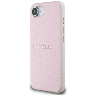 Guess Grained Ring MagSafe iPhone 16e Dėklas - Rožinis 1 Guess Grained Ring MagSafe iPhone 16e Dėklas - Rožinis 1
