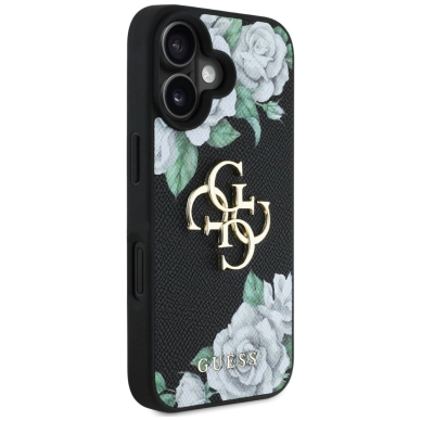 iPhone 16 Guess Grained Roses Big 4G logo dėklas - juodas 3