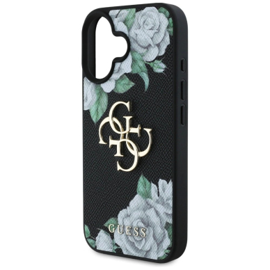 iPhone 16 Guess Grained Roses Big 4G logo dėklas - juodas 5