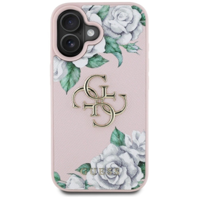 iPhone 16 Guess Grained Roses Big 4G logo dėklas - rožinis 2