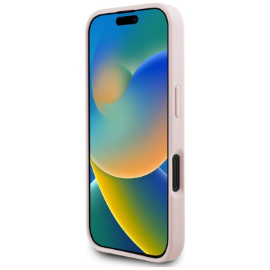 iPhone 16 Guess Grained Roses Big 4G logo dėklas - rožinis 4