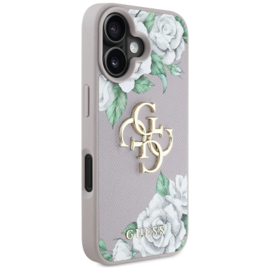 iPhone 16 Guess Grained Roses Big 4G Logo dėklas - violetinis 3