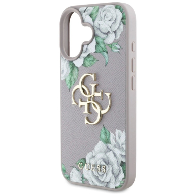 iPhone 16 Guess Grained Roses Big 4G Logo dėklas - violetinis 5