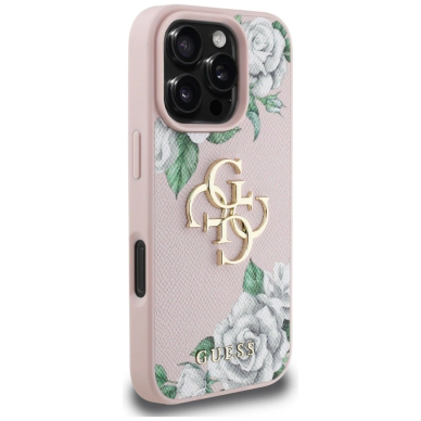 iPhone 16 Pro Max Guess Grained Roses Big 4G logo dėklas - rožinis 3