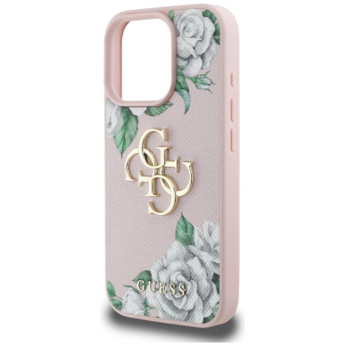 iPhone 16 Pro Max Guess Grained Roses Big 4G logo dėklas - rožinis 5