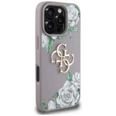 iPhone 16 Pro Max Guess Grained Roses Big 4G logo dėklas - violetinis 3