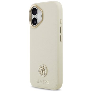 iPhone 17 Guess Grained Strass Logo dėklas su MagSafe – smėlio 1