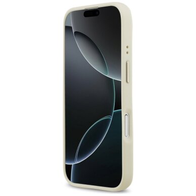 iPhone 17 Guess Grained Strass Logo dėklas su MagSafe – smėlio 4