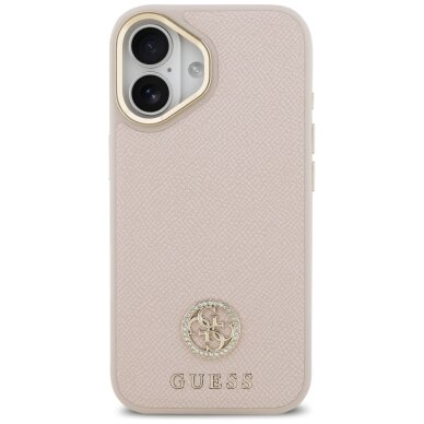 iPhone 17 Guess Grained Strass Logo MagSafe dėklas – rožinis 2
