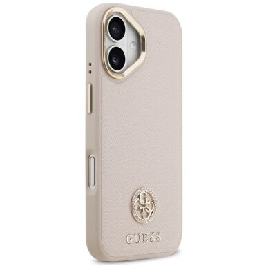 iPhone 17 Guess Grained Strass Logo MagSafe dėklas – rožinis 3