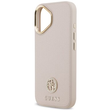 iPhone 17 Guess Grained Strass Logo MagSafe dėklas – rožinis 5