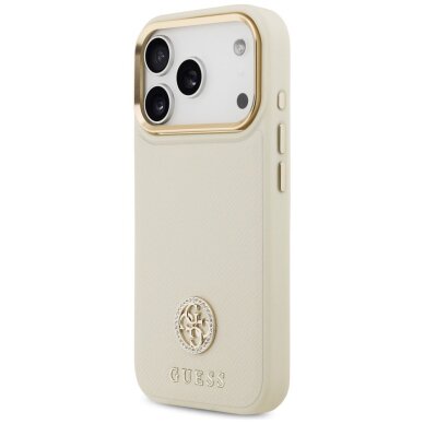 iPhone 17 Pro Guess Grained Strass Logo MagSafe dėklas – smėlinis 1 iPhone 17 Pro Guess Grained Strass Logo MagSafe dėklas – smėlinis 1
