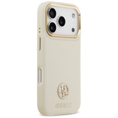 iPhone 17 Pro Guess Grained Strass Logo MagSafe dėklas – smėlinis 3 iPhone 17 Pro Guess Grained Strass Logo MagSafe dėklas – smėlinis 3