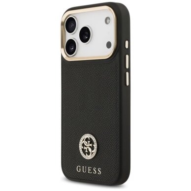 iPhone 17 Pro dėklas Guess Grained Strass Logo, MagSafe – juodas 1 iPhone 17 Pro dėklas Guess Grained Strass Logo, MagSafe – juodas 1