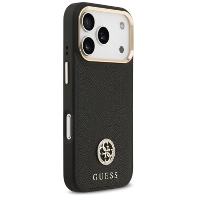 iPhone 17 Pro dėklas Guess Grained Strass Logo, MagSafe – juodas 3