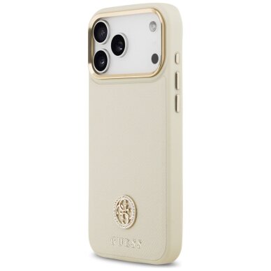 iPhone 17 Pro Max Guess Grained Strass Logo MagSafe dėklas – smėlinis 1 iPhone 17 Pro Max Guess Grained Strass Logo MagSafe dėklas – smėlinis 1
