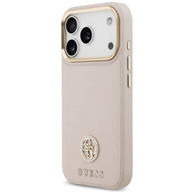 iPhone 17 Pro dėklas Guess Grained Strass Logo, MagSafe – rožinis 1 iPhone 17 Pro dėklas Guess Grained Strass Logo, MagSafe – rožinis 1
