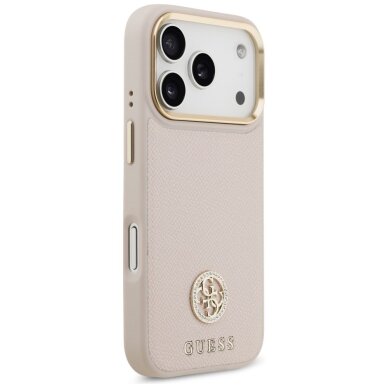 iPhone 17 Pro dėklas Guess Grained Strass Logo, MagSafe – rožinis 3 iPhone 17 Pro dėklas Guess Grained Strass Logo, MagSafe – rožinis 3
