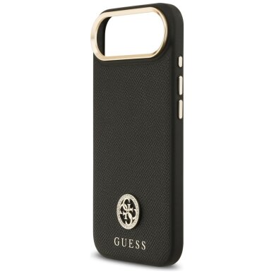 iPhone Air Guess Grained Strass Logo dėklas su MagSafe – juodas 5
