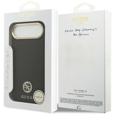 iPhone Air Guess Grained Strass Logo dėklas su MagSafe – juodas 7