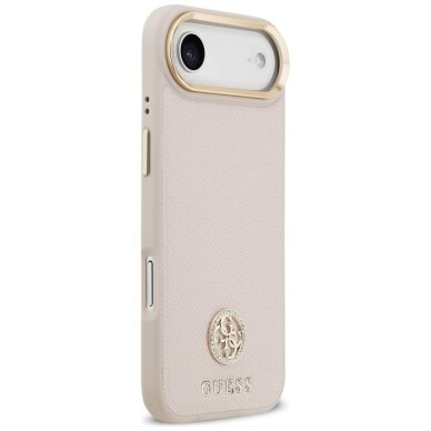 iPhone Air Guess Grained Strass Logo MagSafe dėklas – rožinis 3