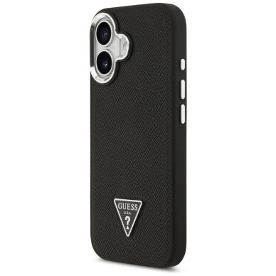 iPhone 17 Guess Grained Triangle Logo MagSafe dėklas – juodas 1 iPhone 17 Guess Grained Triangle Logo MagSafe dėklas – juodas 1